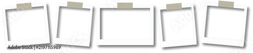 Blank Polaroid Photo Frame Collection with Tape and Shadows