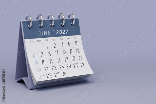  Desk Calendar Displaying June 2027 Future Planning