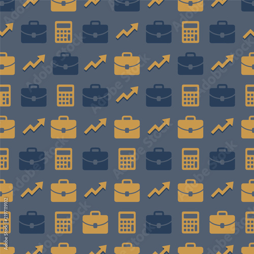 Business and Finance Icons Vector Seamless Pattern Background