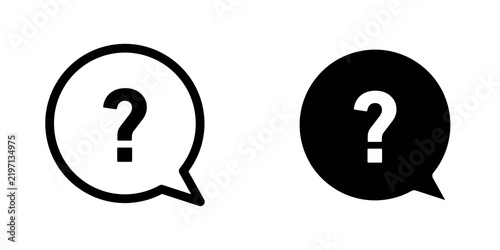 Interrogation icon flat outline in black