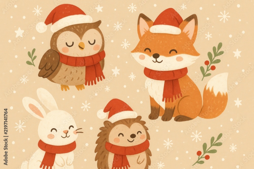 Fototapeta premium Cute festive animal illustration