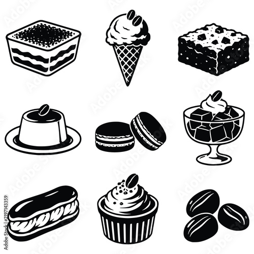 Coffee and Cafe Monochrome Icon Set with Barista, Brewing and Coffee Shop Symbols