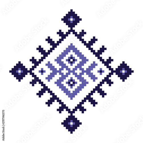 Vector illustration of ukrainian folk ornament. Vyshyvanka. Traditional geometric ornament from Eastern Europe on a white background. For tablecloth, dress, skirt, textile design.Ukrainian embroidery