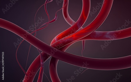Abstract human blood vessels microscopic view medical biology concept background illustration