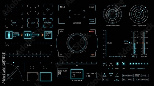 Military technical HUD interface collection, graphics and high-tech digital interface elements