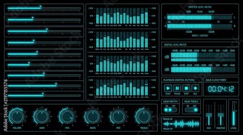 Vintage and modern audio equipment interface elements