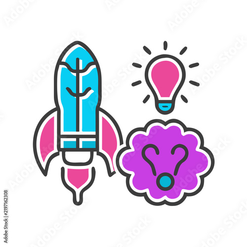 Startup launch business innovation and development concept icon