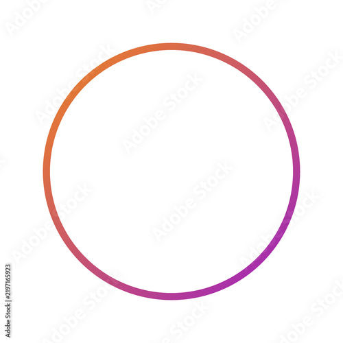 A minimal abstract circle shape featuring a smooth vibrant orange to purple gradient isolated on white background transparent background