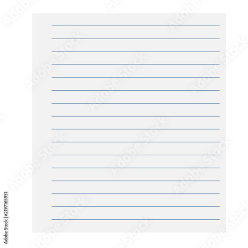 A single sheet of lined white paper isolated on a background for note taking and writing purposes transparent background