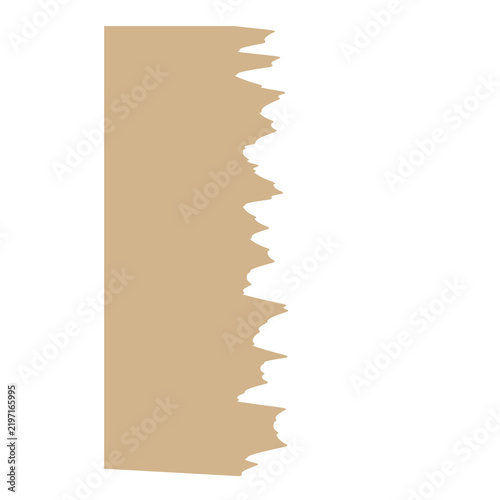 A vertical beige paper strip with a rough torn edge isolated on a transparent background for creative design projects transparent background