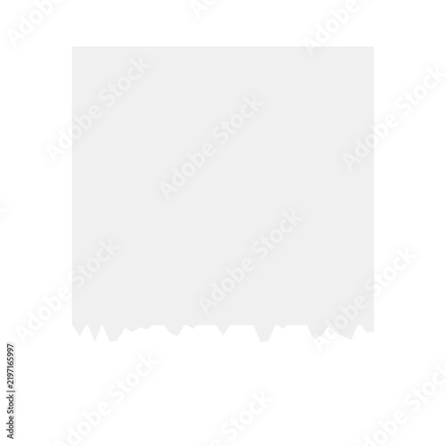 A white square shape with a torn and jagged bottom edge isolated on a transparent background transparent background