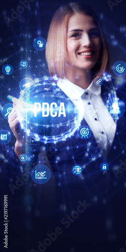 PDCA Plan Do Act Check Business technology concept. Technology, Internet and network concept.