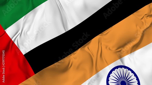 United Arab Emirates v India Flag Waving Seamless Loop Animation in 4K UHD