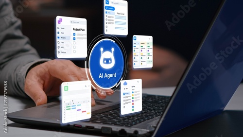 Fototapeta AI Agent Automating Tasks Across Multiple Applications and Digital Workflows 