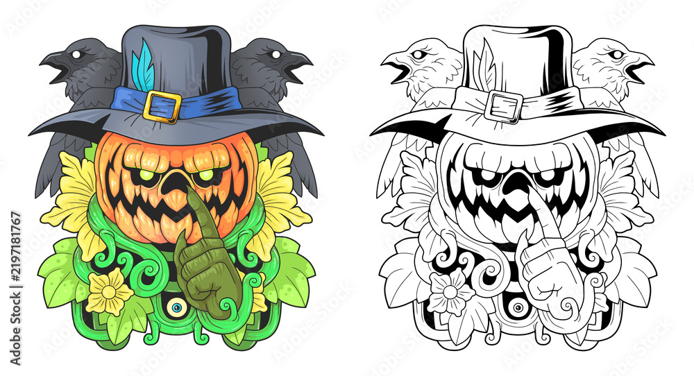 Obraz premium Mythological scary jack o' lantern, illustration design