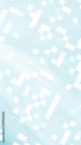 Geometric art featuring a soft white square pixel pattern on a light blue background. Suitable for digital design projects.
