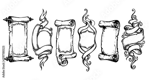 Vintage Scrolls and Empty Banner Ribbons Vector Set