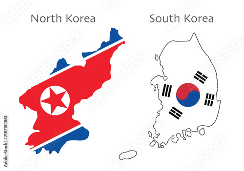 North korea and South korea country map.