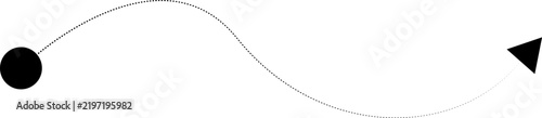 Black Dotted Curved Arrow Path with Circle Start and Triangle Tip