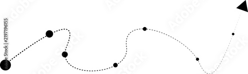 Black Dotted Wavy Path with Multiple Points and Upward Arrow Vector