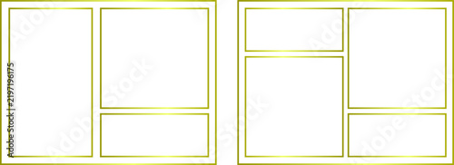 Gold Gradient Collage Frame Layout, Minimal Geometric Rectangle Border Set