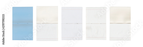 Bild auf Leinwand Set of five rectangular paper textures with pale blue, cream and white sections,
