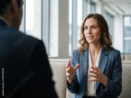 Confident Female Executive Explaining Strategy in a Modern Office Business Meeting