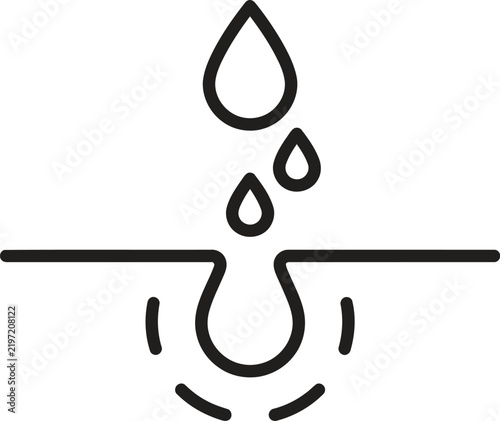 hydrated pore with drop symbol