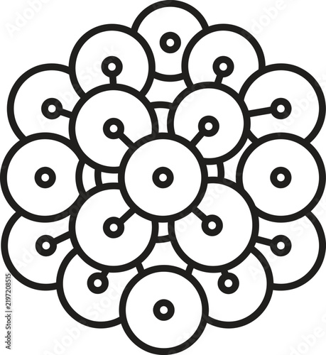 minimal vector line icon of circular skin cells or molecules