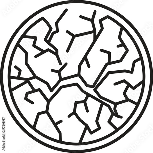 minimal vector line icon of cracked dry skin surface