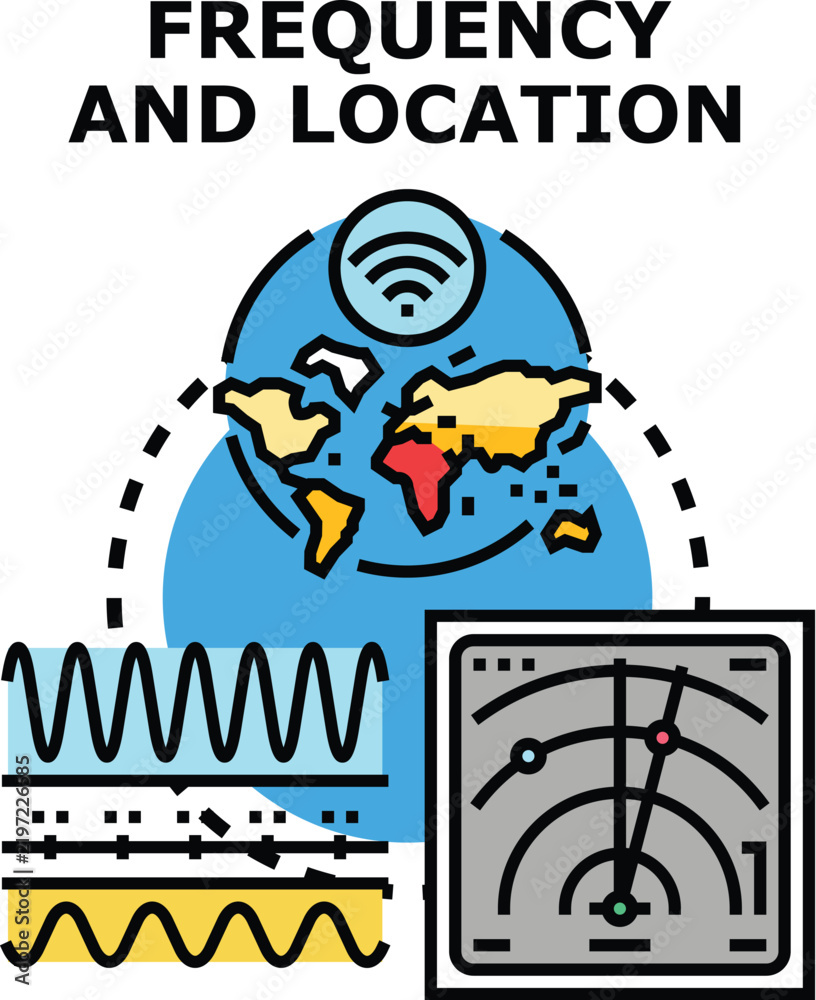 Fototapeta premium Visualizing global positioning system signals, network frequency waves, and radar technology for accurate location finding and communication connectivity across the world