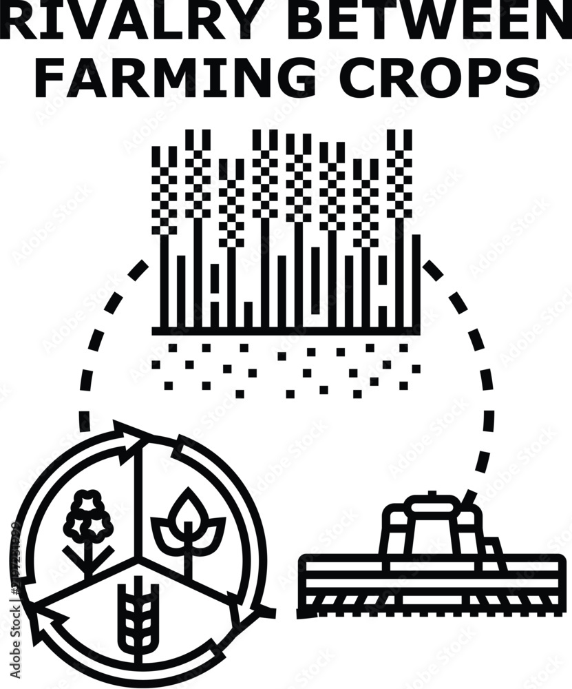 Obraz premium Farming crops are competing for resources within the soil, illustrating the concept of crop rotation for sustainable land management and agricultural efficiency