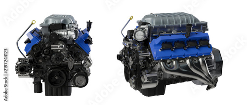 Supercharged V8 Engine isolated on white