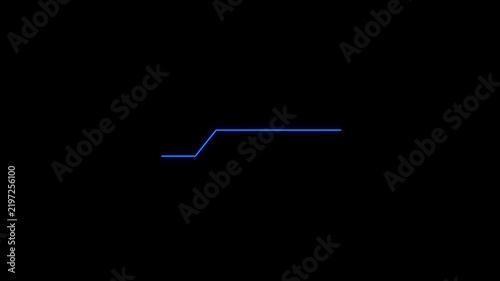 Glowing blue neon HUD lower third banner isolated on a black background. Modern futuristic cyber tech overlay element for digital title displays.