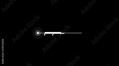 White futuristic HUD callout title banner with circular target reticle isolated on a black background. Modern sci-fi lower third bar for high-tech user interface design.