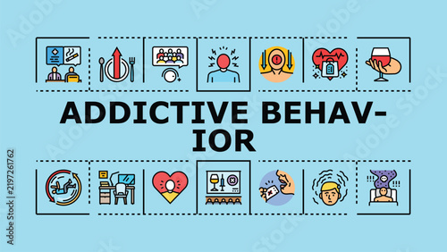 Fotografie Addictive behavior banner infographic