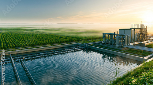 Industrial water treatment facility integrated with large scale sustainable vegetable farm.