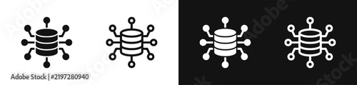 Plakat Database network server icon set with nodes vector illustration