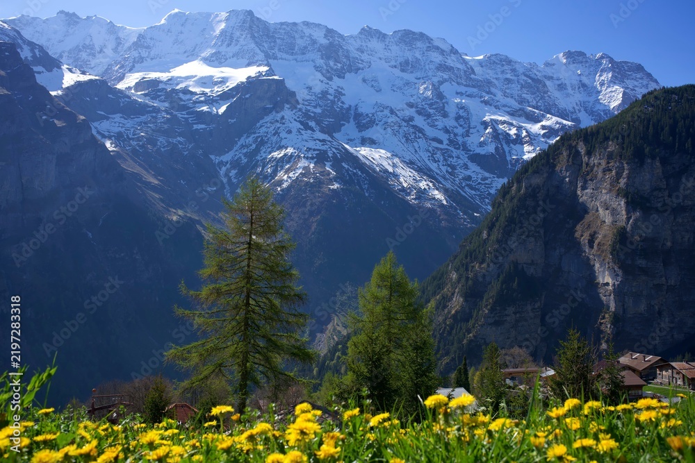 Fototapeta premium panorama of the resort and tourist region of the Swiss Alps