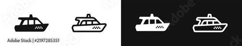 Taxi boat icon vector set, water taxi symbol, public transport vehicle