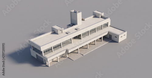 3d architectural rendering of a modern educational facility in the park