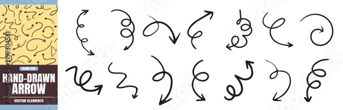 Freehand curved arrow set