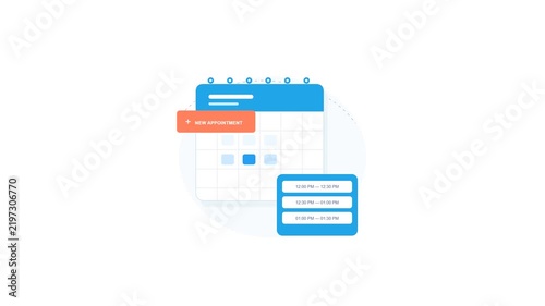 Animated calendar icon for appointment scheduling and time booking