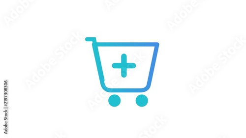 Blue shopping cart icons with plus symbol on white background