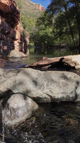 Vertical View Of A Babbling Oak Creek In Sedona Arizona 