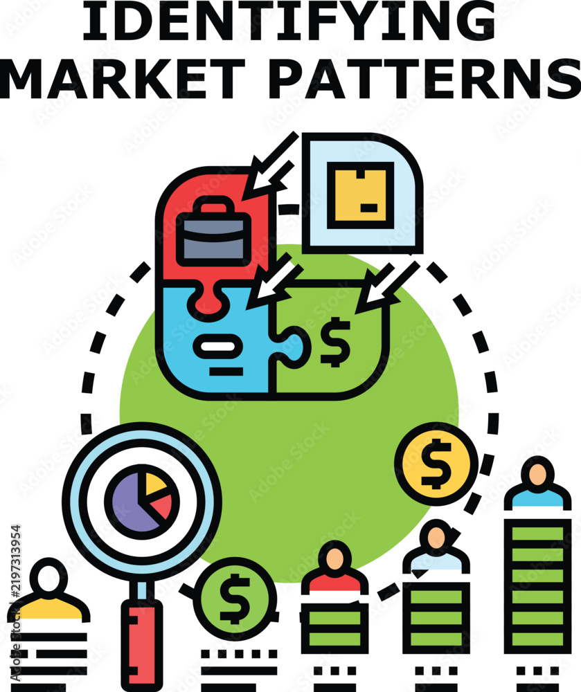 Obraz premium Business professionals identifying market patterns, analyzing financial data, researching sales trends, and strategizing for success, profit, and investment planning