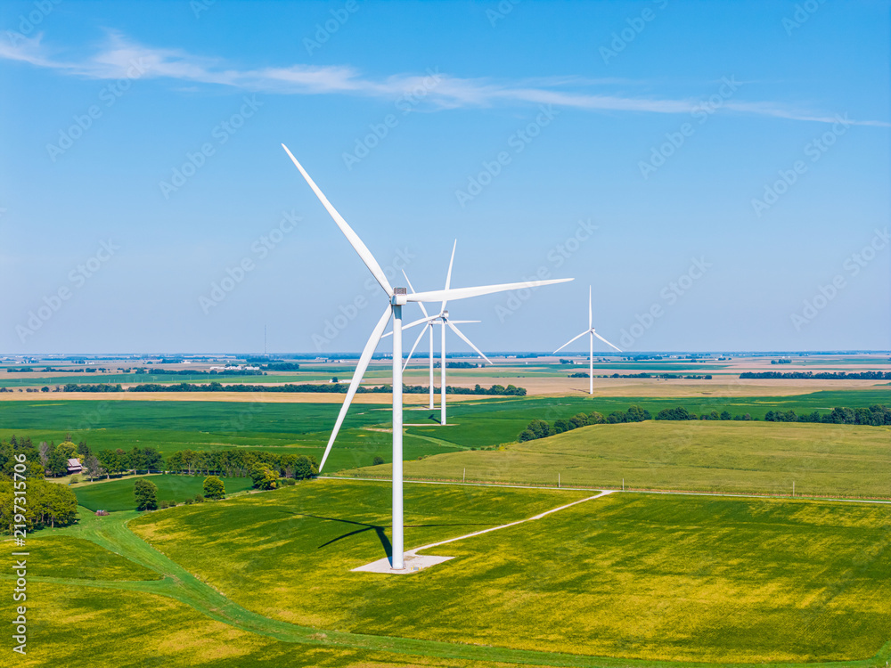 Obraz premium 63824-00711 Aerial of Wind Turbines Douglas Co. IL