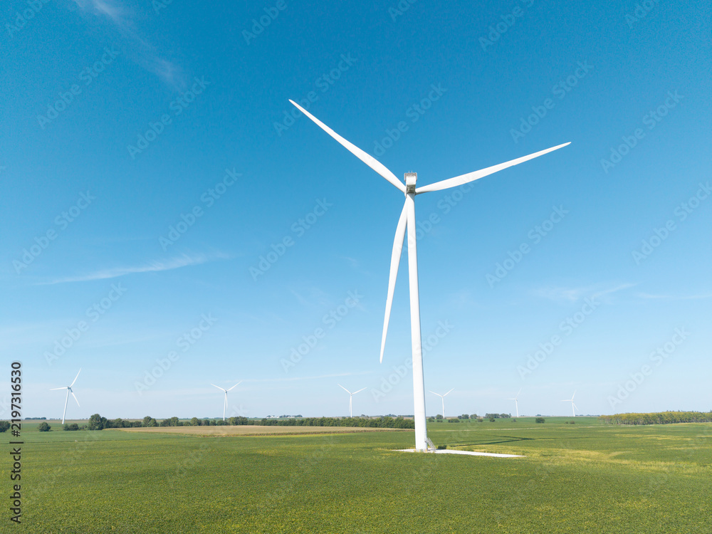 Fototapeta premium 63824-00901 Aerial of Wind Turbines Douglas Co. IL