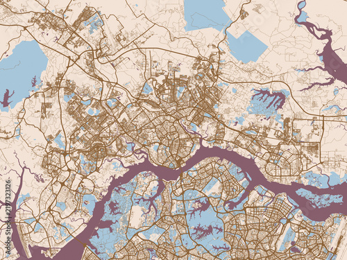 Obraz na plátně City layout map of Johor Bahru, Malaysia