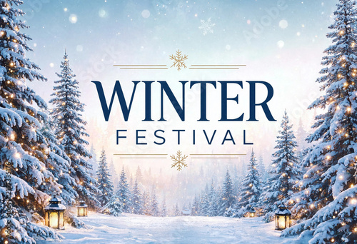 Winter festival snowy woods